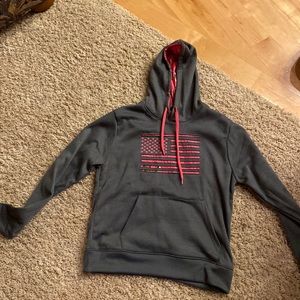 Pink and gray American flag hoodie with strings in pocket size medium